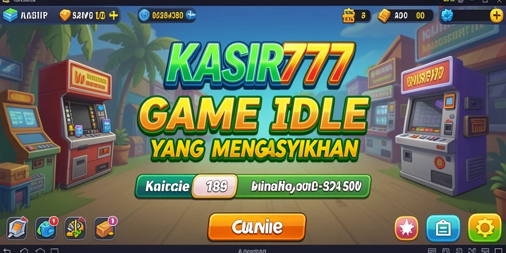 Tampilan gameplay KASIR777 yang menampilkan aktivitas kasir idle.