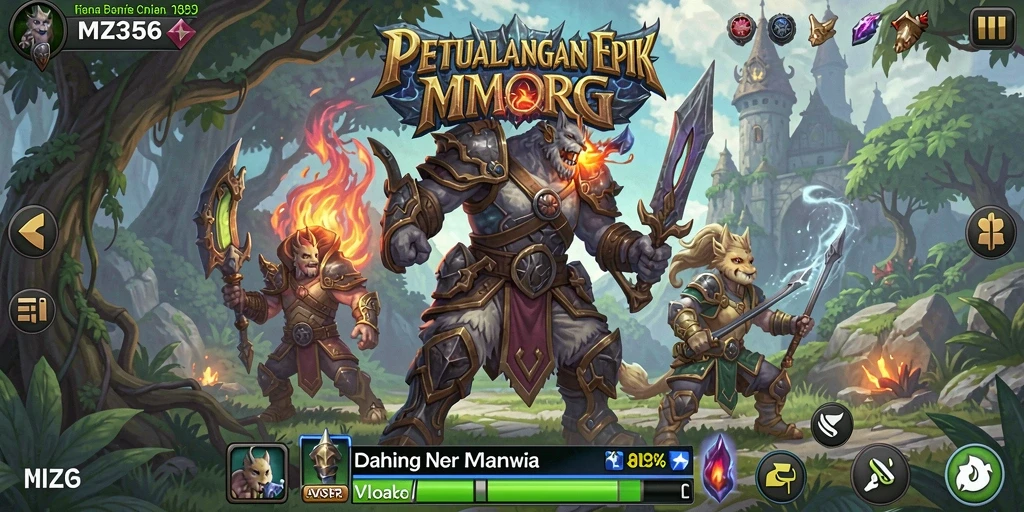 Tampilan gameplay MZ356 menampilkan aksi seru dalam pertarungan MMORPG.