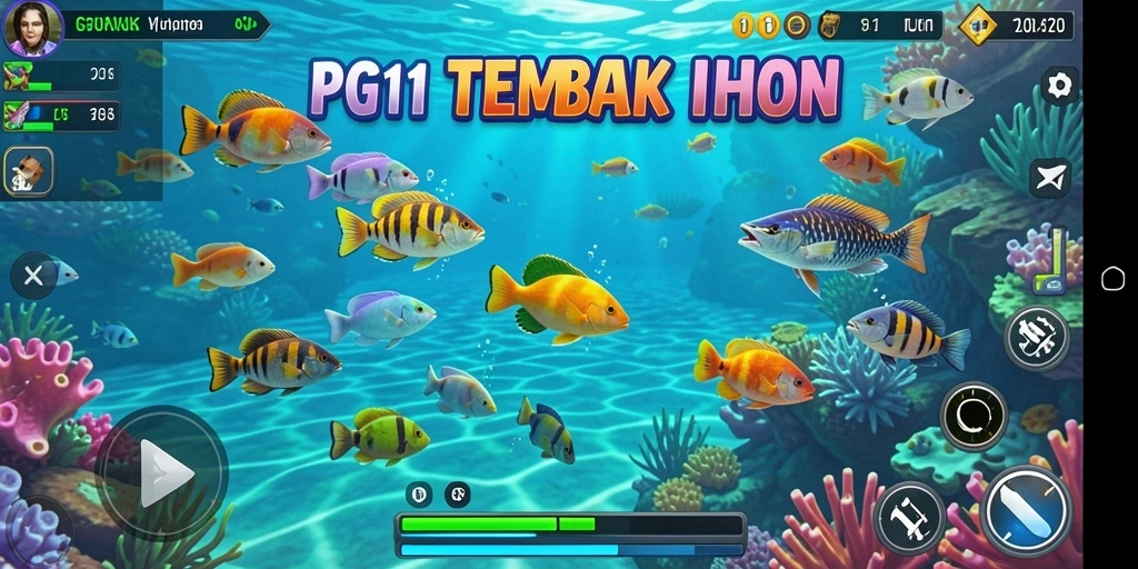 Tampilan gameplay PG11 yang seru dengan berbagai ikan untuk ditembak.