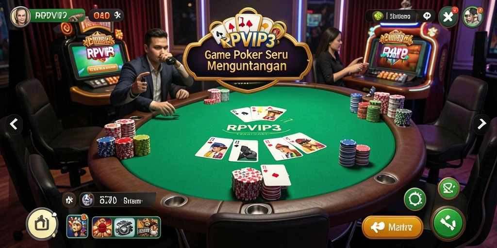 Screenshot utama RPVIP3 menampilkan pemain poker dalam permainan nyata.