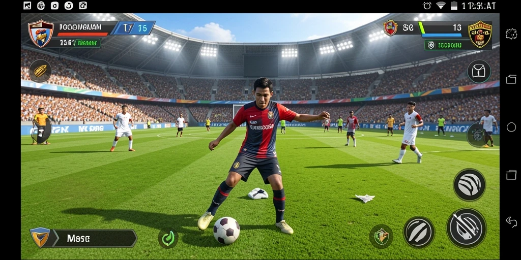 Screenshot T6 menampilkan aksi seru di lapangan sepak bola.