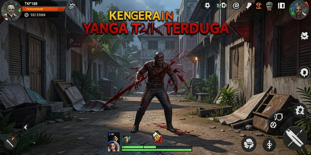 Tampilan gameplay menakutkan di dunia TKP188 yang gelap.
