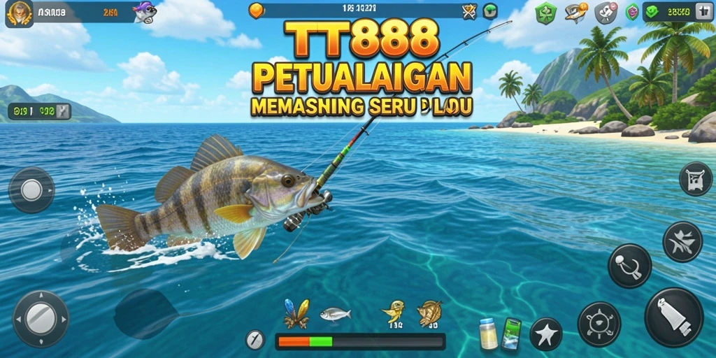 Tampilan gameplay TTT888 yang menarik saat memancing ikan di laut.
