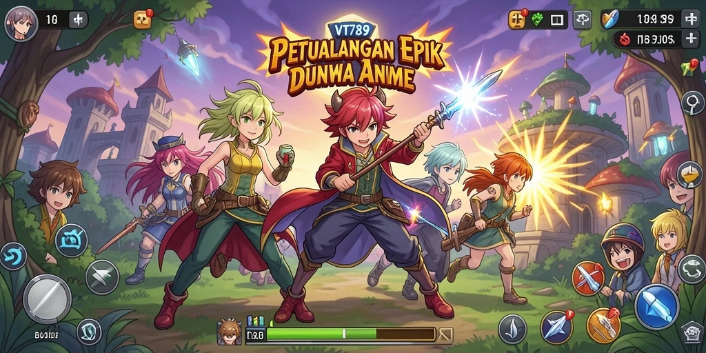 Tangkapan layar utama dari gameplay VT789 menampilkan aksi seru di dunia Anime.